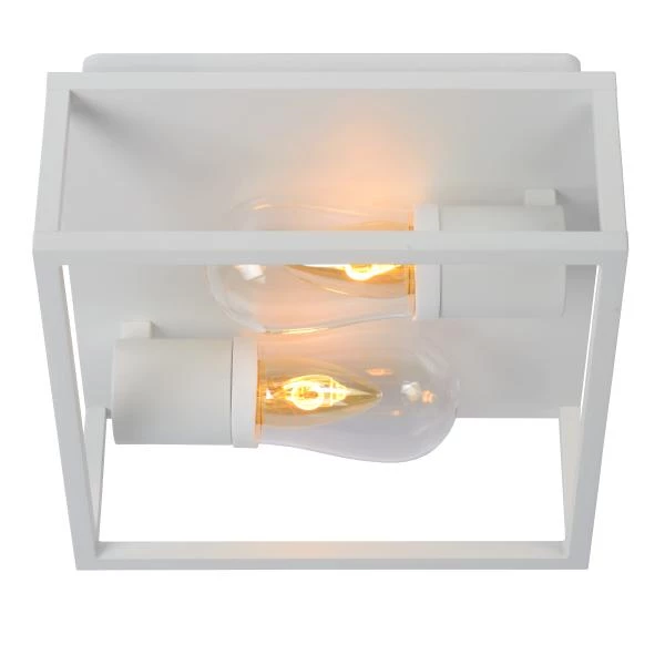 Lucide CARLYN - Flush ceiling light Bathroom - 2xE14 - IP54 - White - detail 1